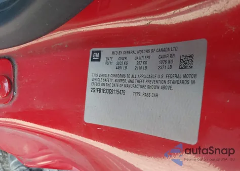 2012 Chevrolet Camaro 1Lt из США, поврежденный, VIN 2G1FB1E33C9115479